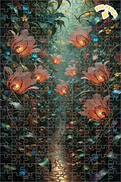 Teona Ahşap لوحة زيتية للغابة السحرية والزهور المتألقة، لغز خشبي بإطار مزدوج ...