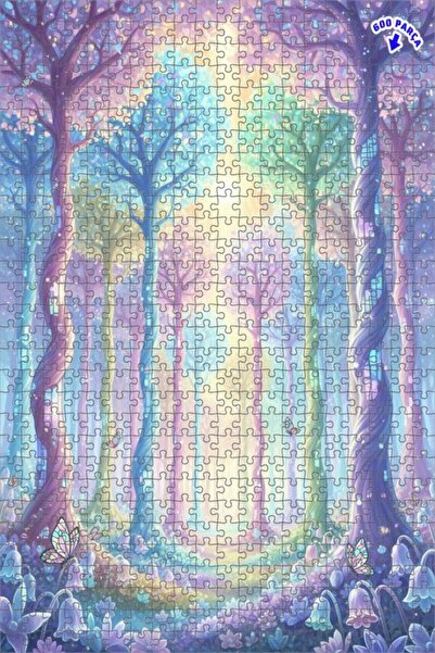 Teona Ahşap لغز خشبي ملون بإطار مزدوج الطبقات بتصميم الغابة الخيالية 600 قطعة...