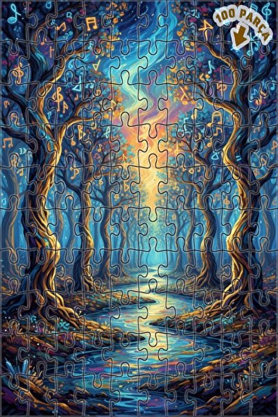 Teona Ahşap لغز خشبي مؤطر بطبقتين بمظهر لوحة زيتية يصور أسرار الغابة الموسيقي...