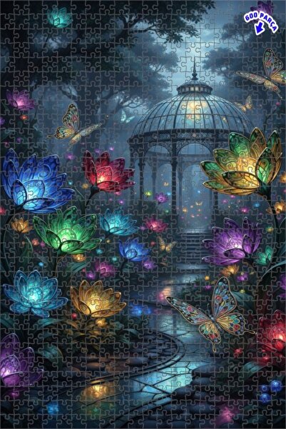 Teona Ahşap لغز خشبي على شكل فراشات في الحديقة السحرية بمظهر لوحة زيتية 600 ق...