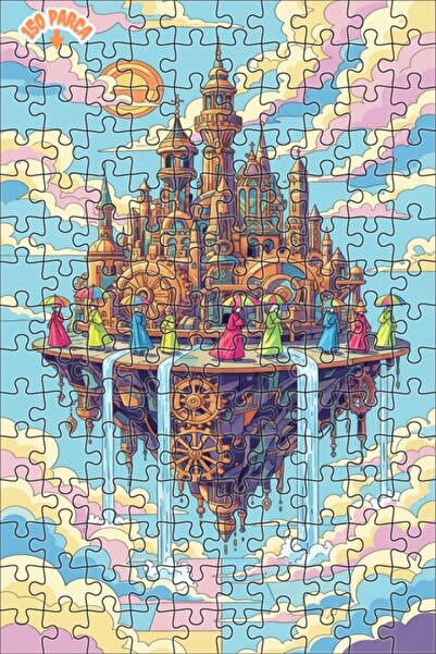 Teona Ahşap Flying City Oil Painting Look Double-Decker Framed Wooden Puzzle ...