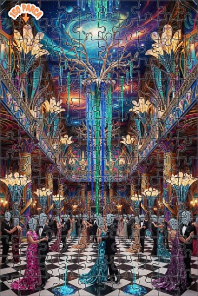 Teona Ahşap Ballroom Galaxy Printed Wooden Puzzle Double Layer Framed Wooden ...