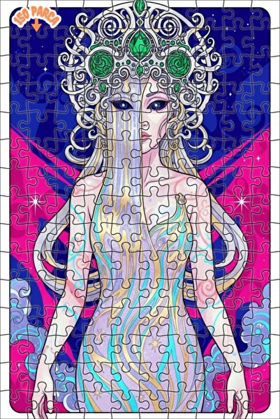 Teona Ahşap Mysterious Faced Fairy Queen Oil Painting Look Double Layer Frame...