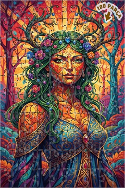 Teona Ahşap لغز خشبي بمظهر لوحة زيتية لآلهة الغابة السحرية الرئيسية، 100 قطعة...