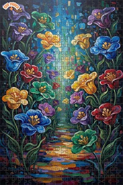 Teona Ahşap Vibrant Colors Tulip Garden Oil Painting Look Wooden Puzzle 500 P...
