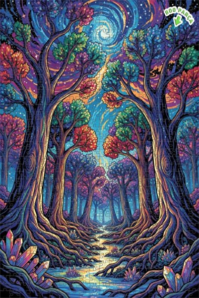 Teona Ahşap لغز خشبي مؤطر بطبقتين من ملونات الألوان الزيتية لحلم الغابة السحر...