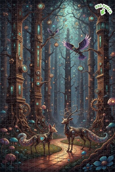 Teona Ahşap لغز خشبي ميكانيكي على شكل حيوانات الغابة الغامضة بإطار مزدوج الطب...