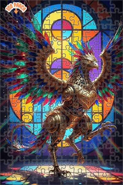 Teona Ahşap لغز خشبي ميكانيكي على شكل طائر الفينيق بمظهر الزيت الملون، ذو طبق...