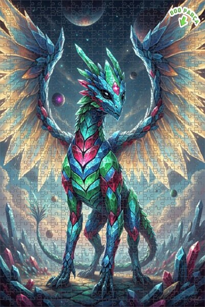 Teona Ahşap لغز خشبي بإطار مزدوج الطبقات بمظهر لوحة زيتية فنية على شكل تنين ك...