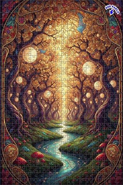 Teona Ahşap لغز خشبي بإطار مزدوج الطبقات بمظهر لوحة زيتية ساحرة للغابة 600 قط...