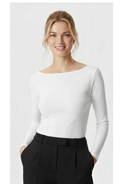 FİFTY ONE Kayık Yaka Need Long Sleeve Ecru Soft Top / Blouse