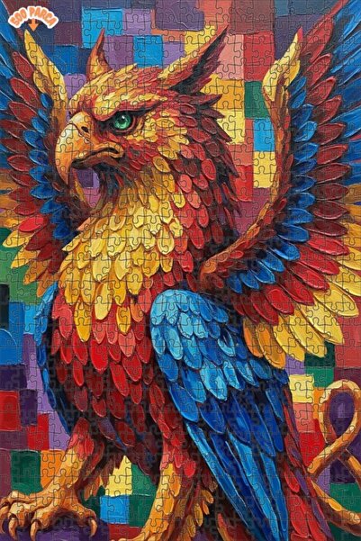 Teona Ahşap لغز خشبي رائع على شكل جريفين ذو أجنحة بمظهر لوحة زيتية 500 قطعة 5...