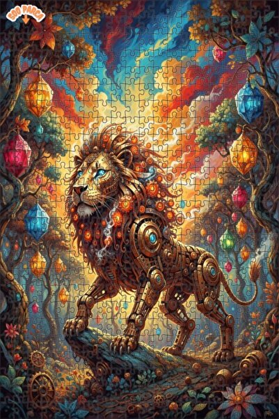 Teona Ahşap 500 قطعة 50x30 بمظهر الفوانيس السحرية في غابة الأسد الميكانيكية