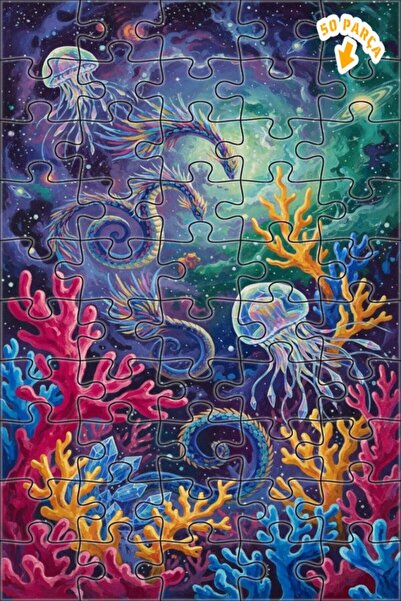 Teona Ahşap لغز خشبي بإطار مزدوج الطبقات بتصميم بحر التنين ورحلة الفضاء 50 قط...