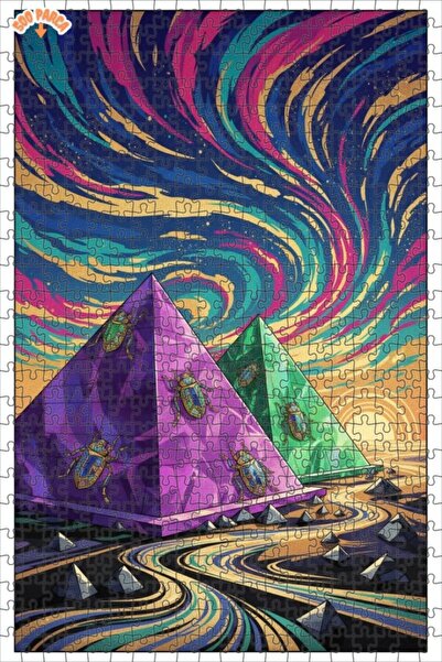 Teona Ahşap لغز خشبي مؤطر بطبقتين يصور الأهرامات المصرية الغامضة وحشرات السكا...