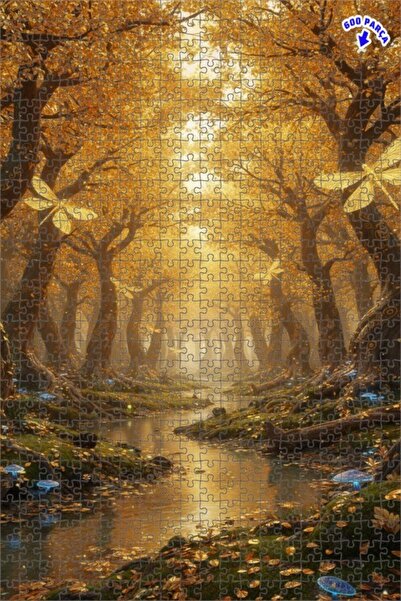 Teona Ahşap لغز خشبي مؤطر بطبقتين من غابة الذهب الخيالية 600 قطعة 50×35