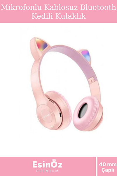 EsinÖz #Bluetooth Kulaklık Işıklı Katlanabilir Kız Erkek Çocuk Mikrofonlu Ked...