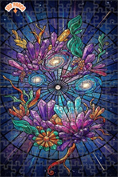 Teona Ahşap لغز خشبي بإطار مزدوج الطبقات من الفن الزجاجي الملون بتصميم حديقة ...