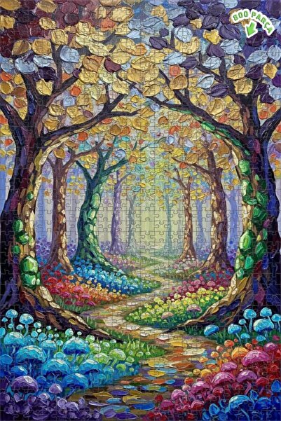 Teona Ahşap لغز خشبي بمظهر لوحة زيتية لطريق الغابة السحرية 800 قطعة 70×50