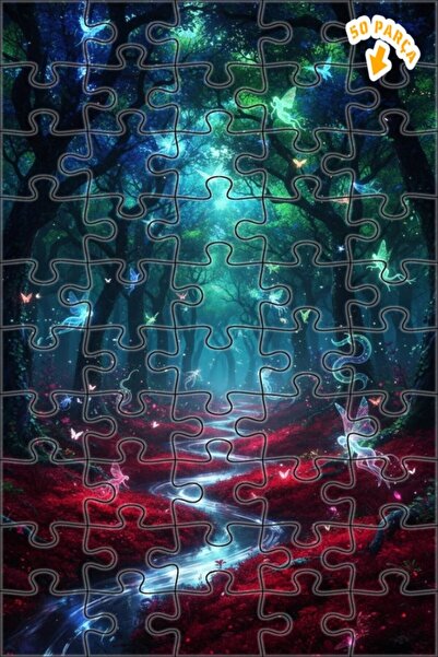 Teona Ahşap لغز خشبي مؤطر بطبقتين بمظهر لوحة زيتية لجنات سحرية، 50 قطعة، 15×25