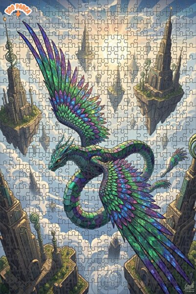 Teona Ahşap لغز خشبي ذو طبقتين على شكل جناح التنين السماوي الملون، 500 قطعة، ...