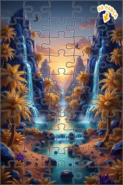 Teona Ahşap ألغاز خشبية مؤطرة بطبقتين من شلالات الوادي الغامضة 50 قطعة 15x25