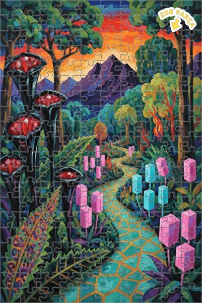 Teona Ahşap لغز خشبي بإطار على شكل طريق الغابة الغامضة بمظهر لوحة زيتية، تصمي...