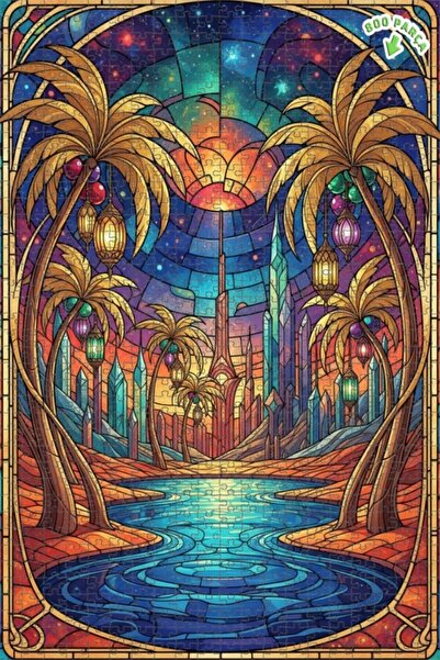 Teona Ahşap لغز خشبي بتصميم مدينة خيالية سحرية بمظهر لوحة زيتية 800 قطعة 70×50