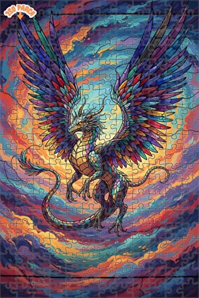 Teona Ahşap لغز فني على شكل تنين مجنح رائع مرسوم بالزيت 250 قطعة 30x30