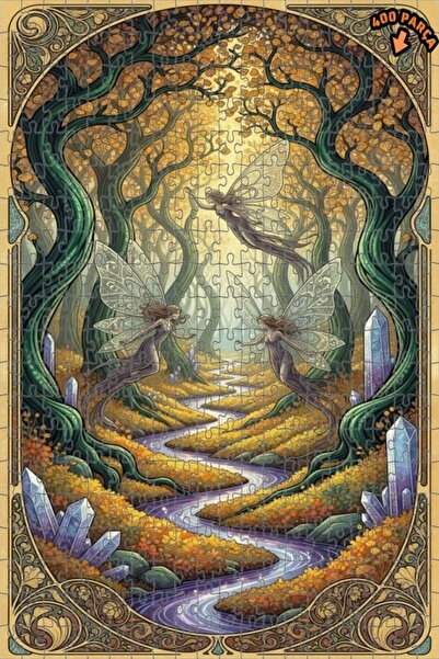 Teona Ahşap لغز خشبي مؤطر بطبقتين بمظهر لوحة زيتية لغابة الخيال الخيالية 400 ...