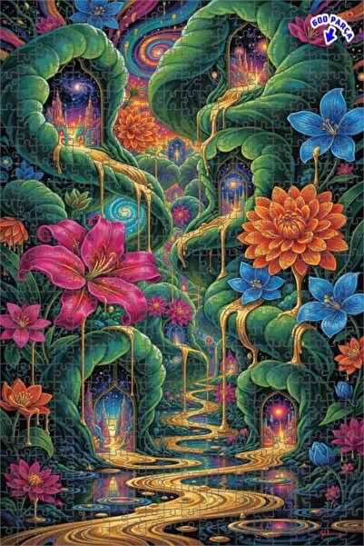 Teona Ahşap لغز خشبي بإطار مزدوج الطبقات بمظهر لوحة زيتية لشلال الغابة الخيال...