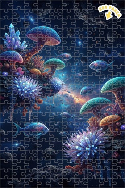 Teona Ahşap أسماك سحرية في أعماق الكون وقطع خشبية مربعة الشكل مغلفة بالكريستا...