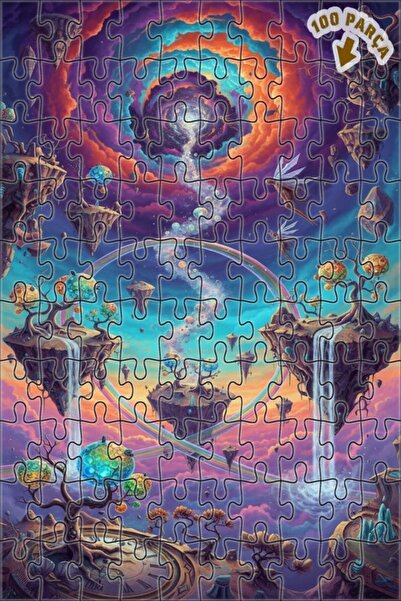 Teona Ahşap لغز فني بمظهر لوحة زيتية لسماء سحرية من الأراضي الغامضة 100 قطعة ...