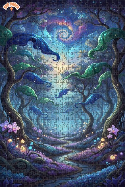 Teona Ahşap لغز خشبي مؤطر بطبقتين بمظهر لوحة زيتية لطريق الغابة الغامضة 500 ق...