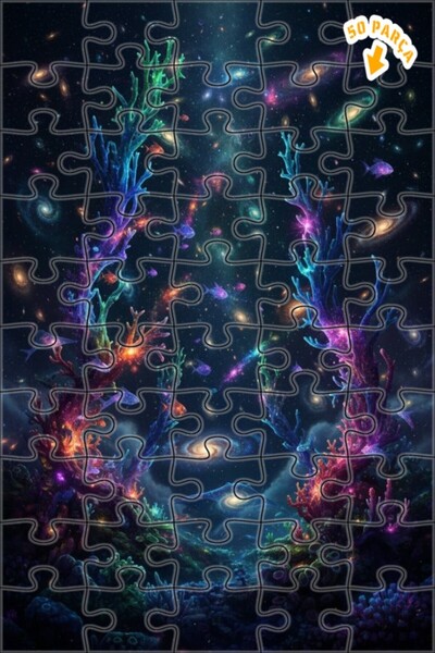 Teona Ahşap Galaxy Mercans Double Layer Framed Wooden Puzzle 50 Pieces 15X25
