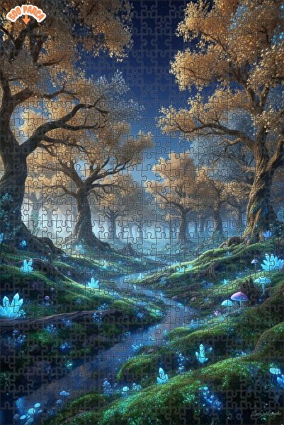 Teona Ahşap Mysterious Forest Crystal Stream Double-Deck Framed Wooden Puzzle...