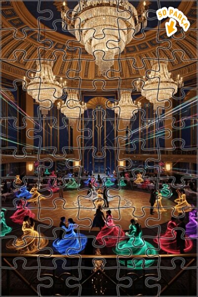 Teona Ahşap لغز خشبي على شكل زوجين راقصين متألقةين في قاعة الرقص، بمظهر لوحة ...