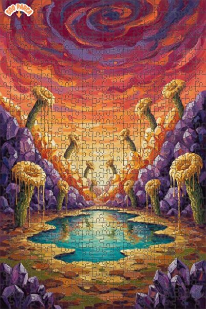 Teona Ahşap لوحة فنية خشبية مؤطرة بتصميم منظر طبيعي عالمي غريب، لوحة زيتية ذا...