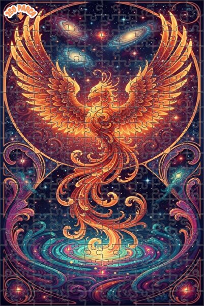 Teona Ahşap لوحة فنية سحرية على شكل طائر الفينيق الكوني بمظهر زيتية، لغز خشبي...