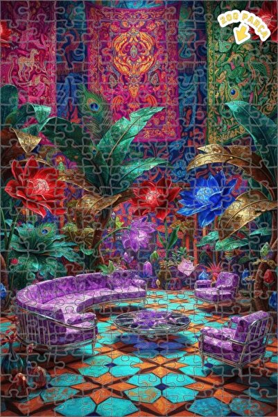 Teona Ahşap لغز خشبي مؤطر بطبقتين بمظهر لوحة زيتية لقصر الغابة السحرية 200 قط...