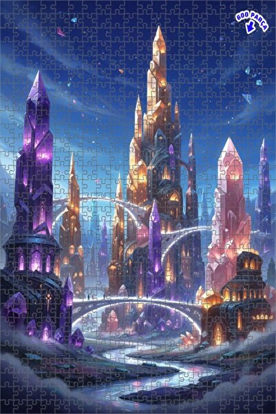 Teona Ahşap لغز خشبي مؤطر بطبقتين من مدينة الكريستال الغامضة 600 قطعة 50x35