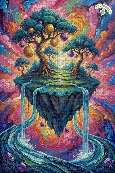 Teona Ahşap لغز خشبي بإطار مزدوج الطبقات بمظهر لوحة زيتية لأشجار وشلالات سحري...