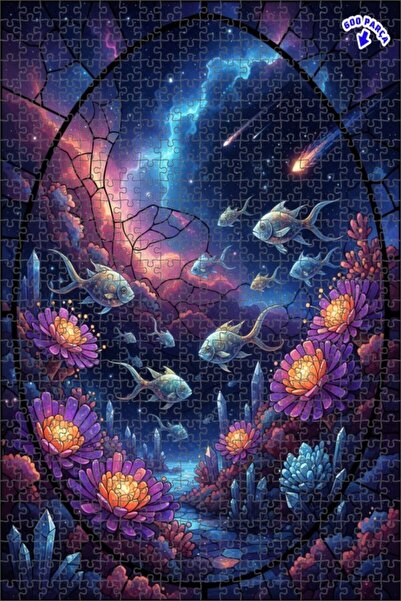 Teona Ahşap لغز خشبي رائع على شكل أسماك وسماء مرصعة بالنجوم مكون من طابقين 60...