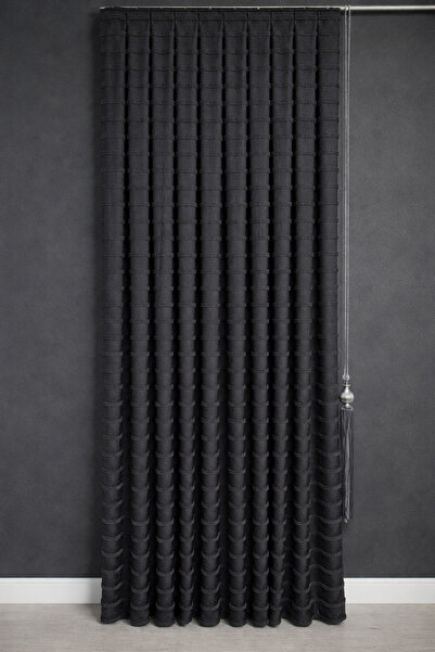 cemrela desing Panel Background Curtain Elegant Tasseled Anthracite (Single W...