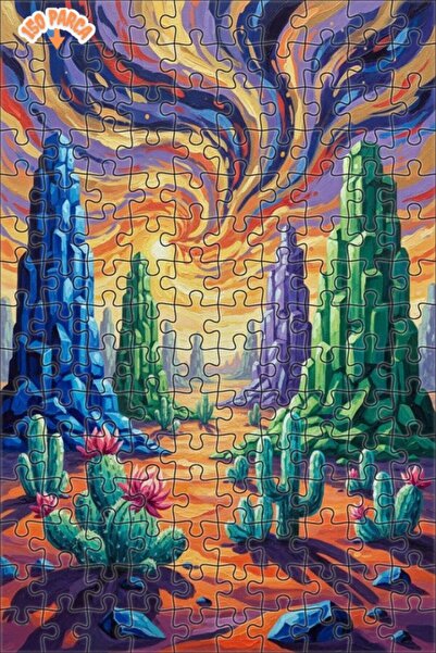 Teona Ahşap لغز خشبي مؤطر بطبقتين من فالي الكاكتوس السحري 150 قطعة 20×30