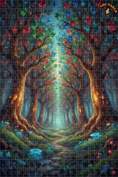 Teona Ahşap لغز خشبي فني بمظهر لوحة زيتية لغابة الأحجار الكريمة السحرية 400 ق...