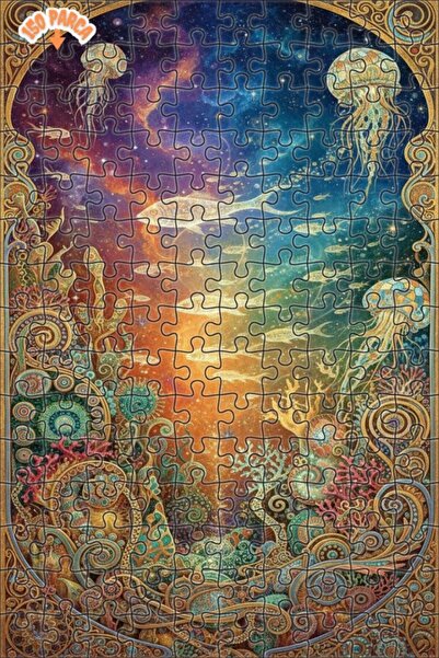 Teona Ahşap لغز خشبي مؤطر بطبقتين بمظهر لوحة زيتية يصور عالم تحت الماء السحري...