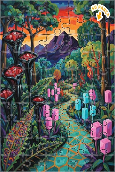 Teona Ahşap لغز خشبي بإطار ذو طابقين بتصميم عصري بمظهر لوحة زيتية لطريق الغاب...