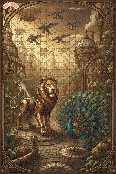 Teona Ahşap لغز خشبي ميكانيكي على شكل أسد مبهر بإطار مزدوج الطبقات 500 قطعة 5...