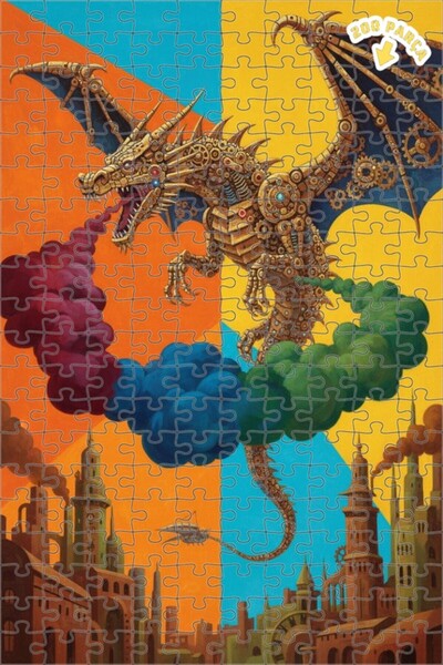 Teona Ahşap لغز خشبي بإطار مزدوج الطبقات بتصميم ستيمبانك بمظهر لوحة زيتية ميك...